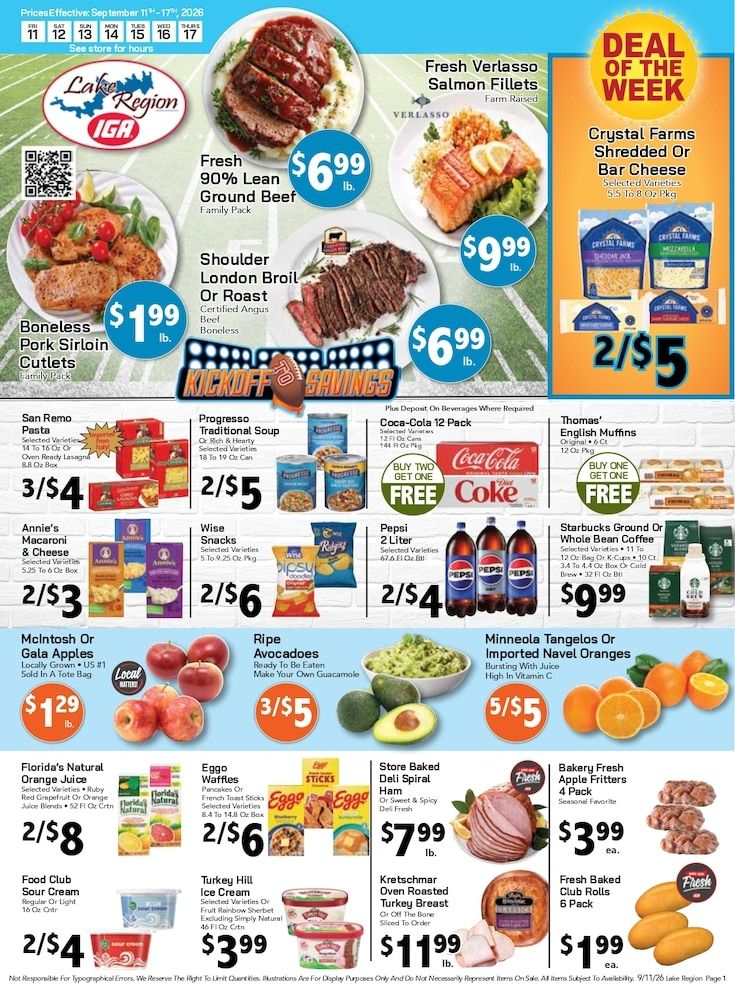 Lake Region IGA Weekly Ad September 11 - 17, 2026