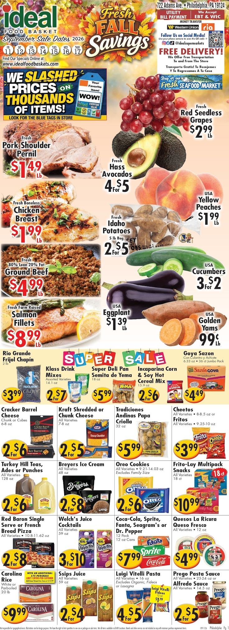 Ideal Food Basket (Philadelphia, PA) Weekly Ad September 11 - 17, 2026
