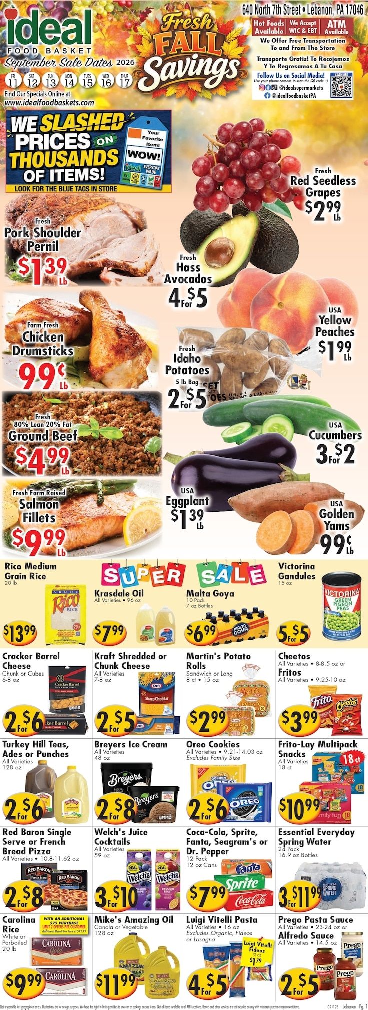 Ideal Food Basket (Lebanon, PA) Weekly Ad September 11 - 17, 2026