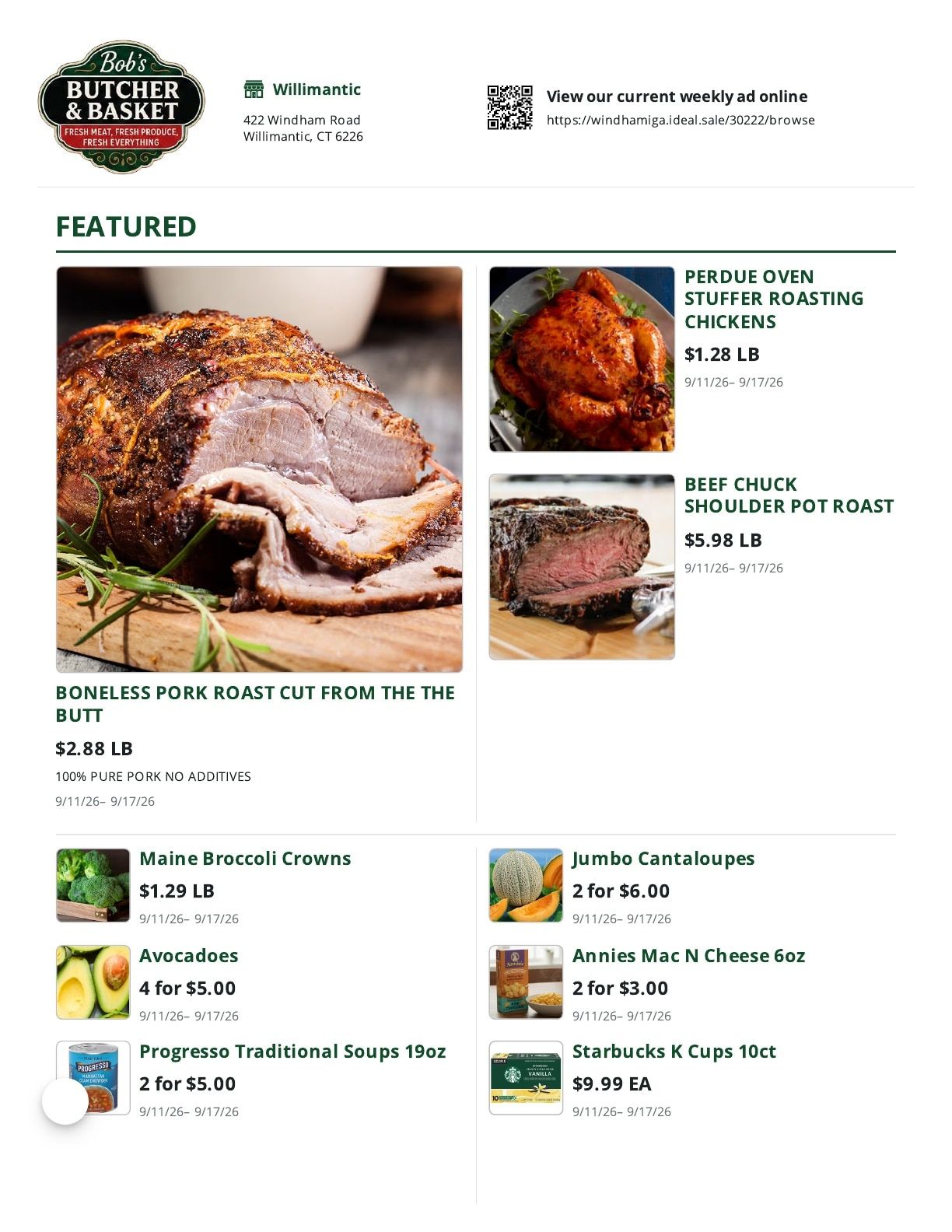 Bob's Butcher & Basket Weekly Ad September 11 - 17, 2026