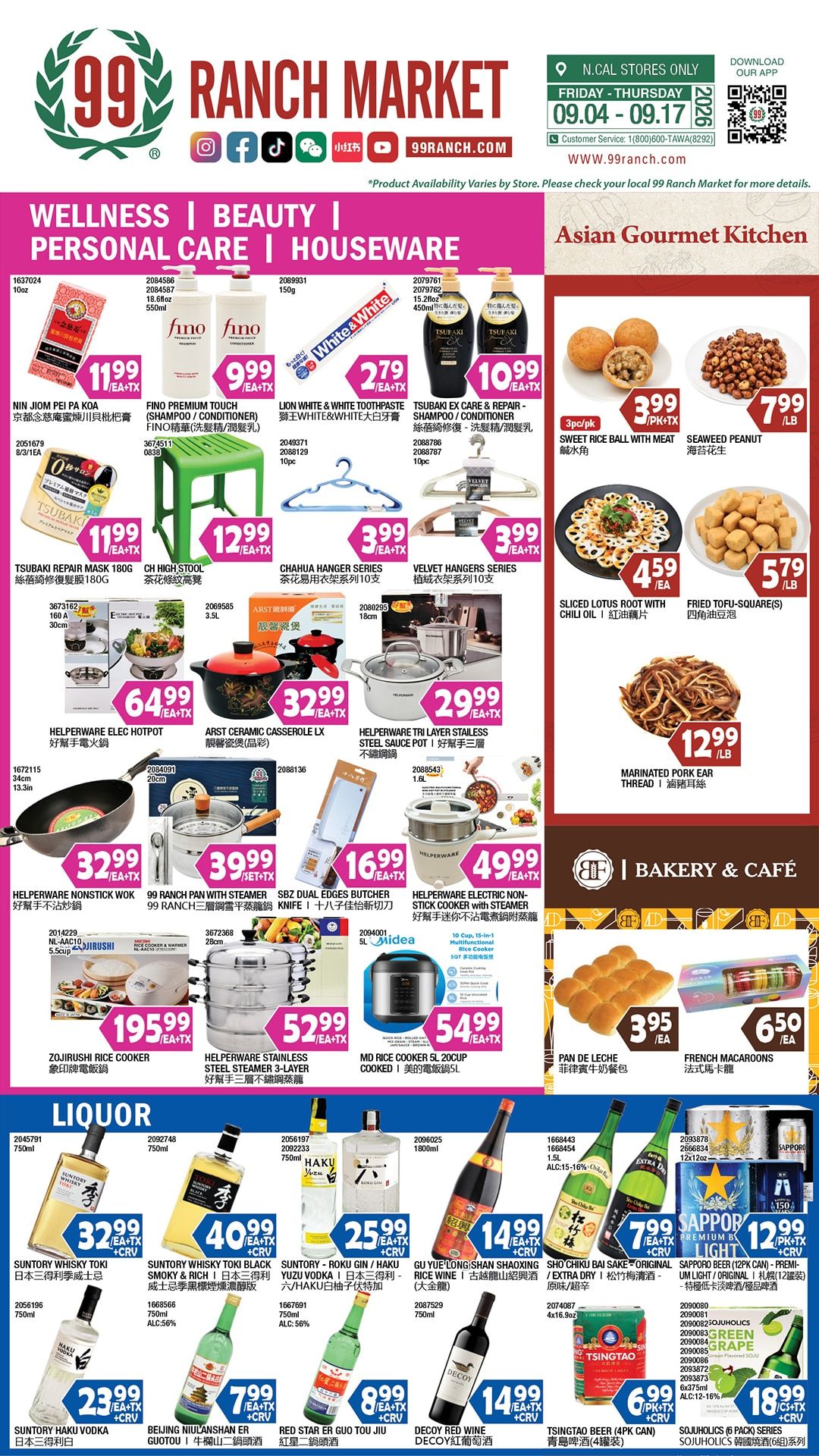 99 Ranch Market (Concord and other locations, CA) Weekly Ad September 11 - 17, 2026