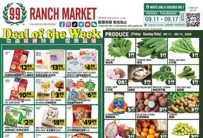 99 Ranch Market (Gaithersburg and other locations, MD) Weekly Ad September 11 - 18, 2026