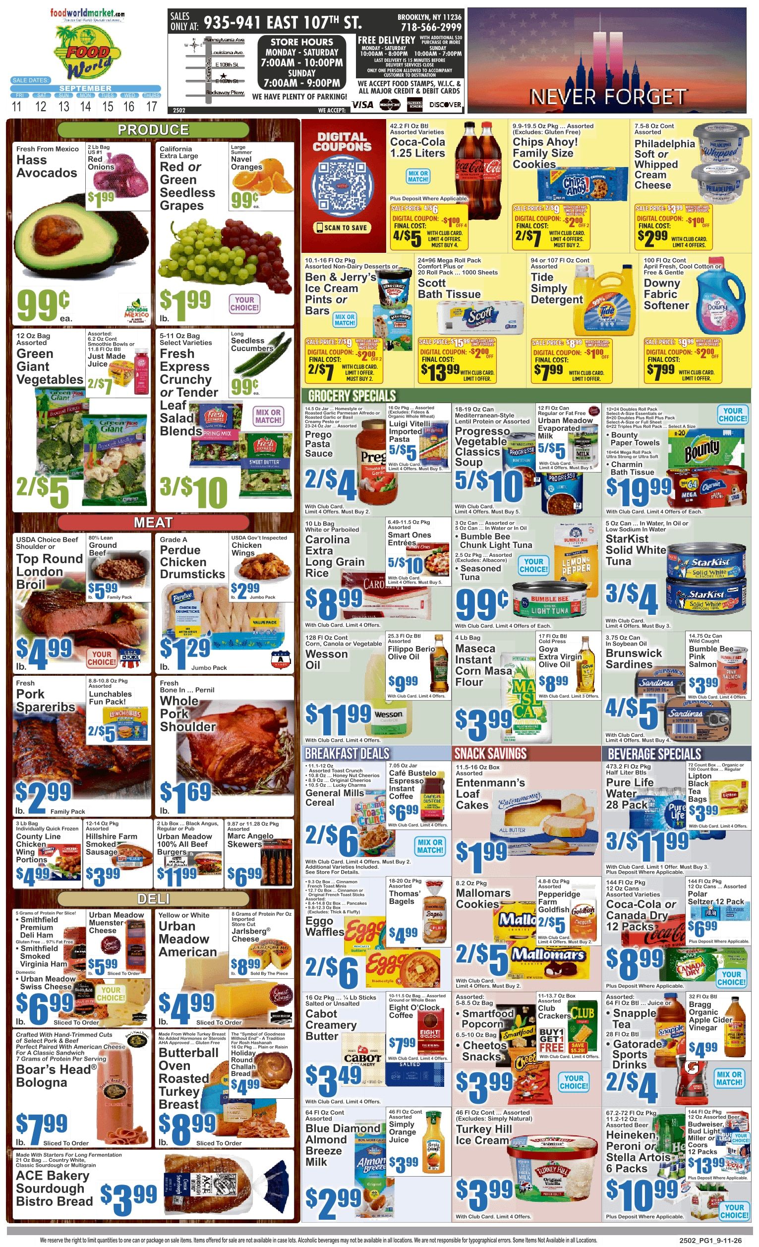 Food World Supermarket (935 East 107th Street, Brooklyn, NY) Key Food Weekly Ad September 11 - 17, 2026