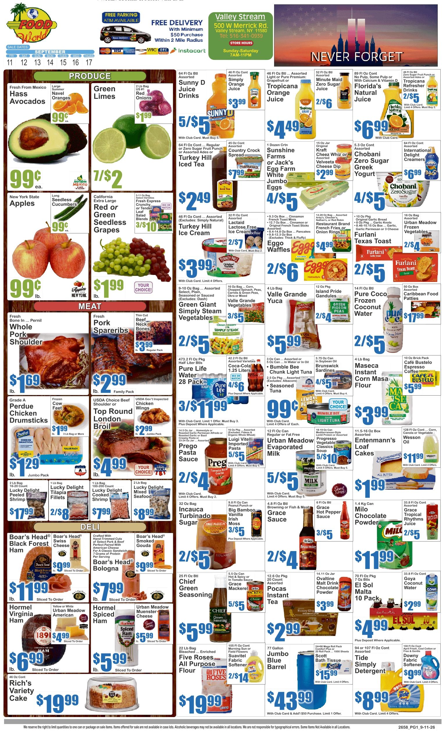 Food World Supermarket (Valley Stream, NY) Key Food Weekly Ad September 11 - 17, 2026