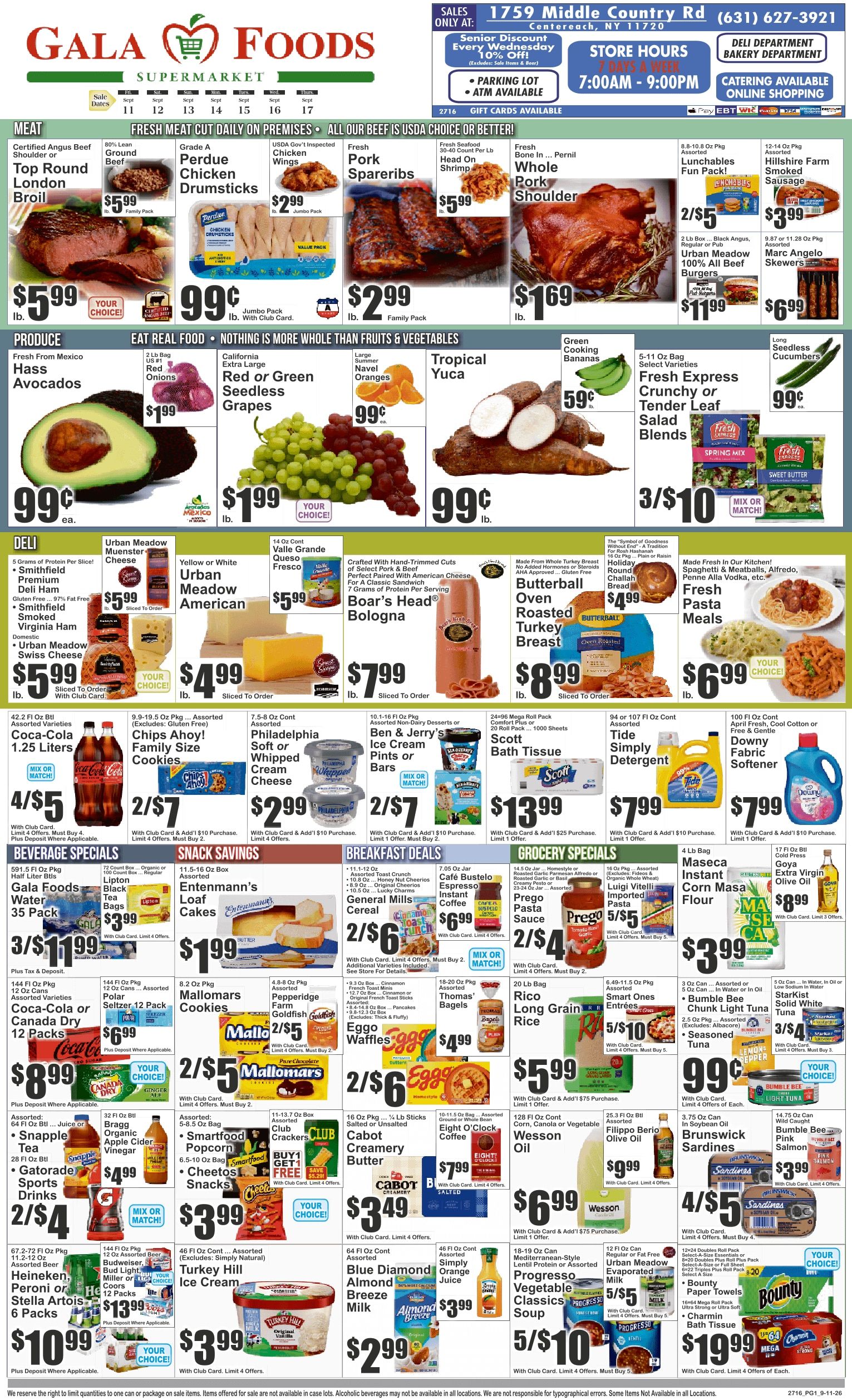Gala Foods (1759 Middle Country Road, Unit 1, Centereach, NY) Key Food Weekly Ad September 11 - 17, 2026