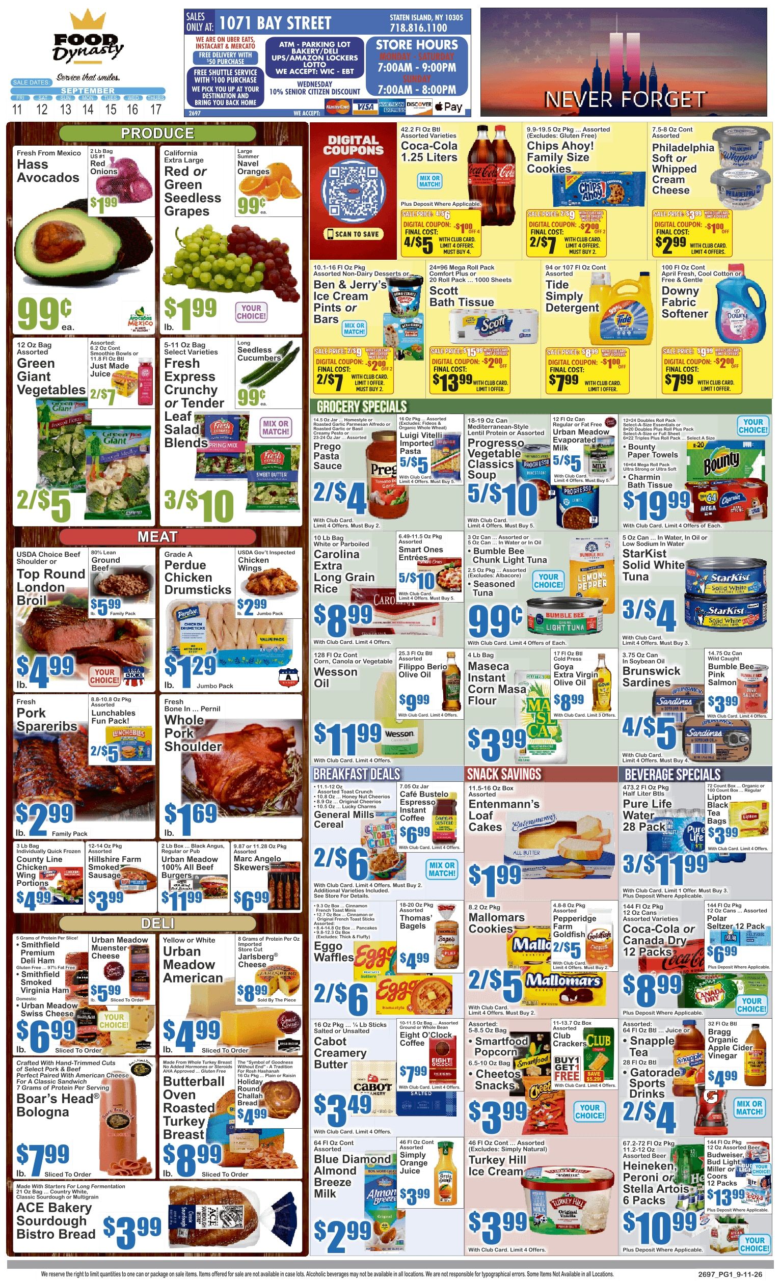 Food Dynasty (Staten Island, NY) Key Food Weekly Ad September 11 - 17, 2026