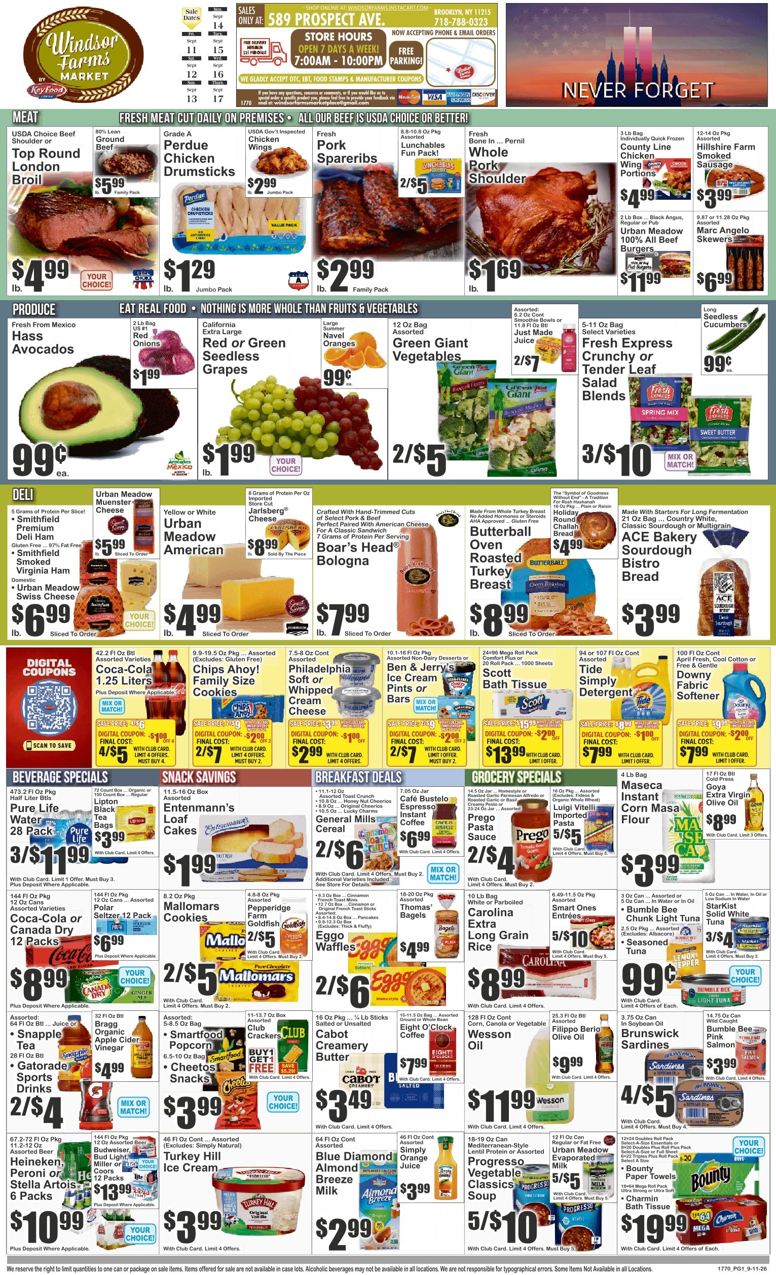 Windsor Farms Market (589 Prospect Ave., Brooklyn, NY) Key Food Weekly Ad September 11 - 17, 2026
