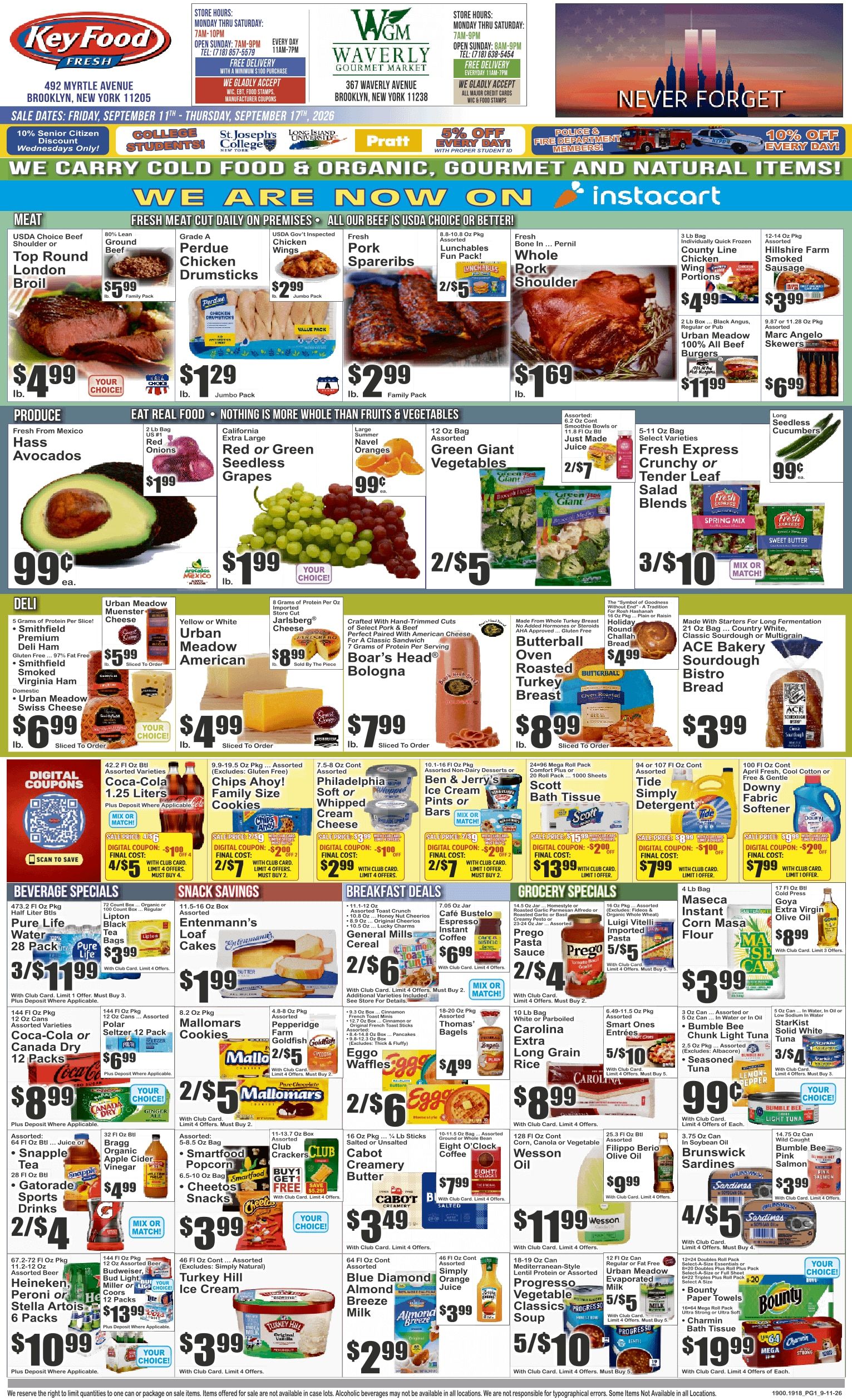 Waverly Gourmet Market (367 Waverly Ave., Brooklyn, NY) Key Food Weekly Ad September 11 - 17, 2026
