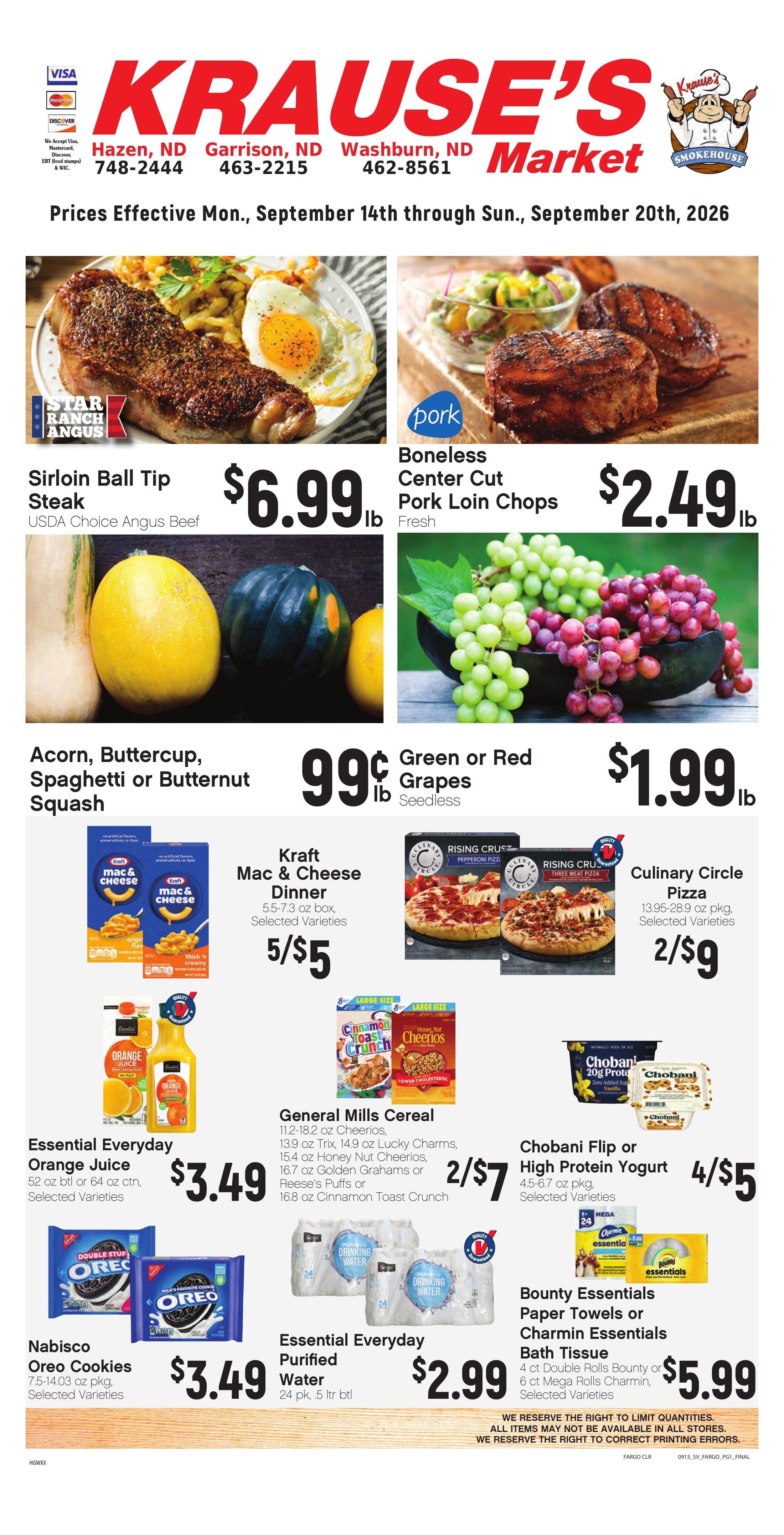 Krause's SuperValu Weekly Ad September 14 - 20, 2026