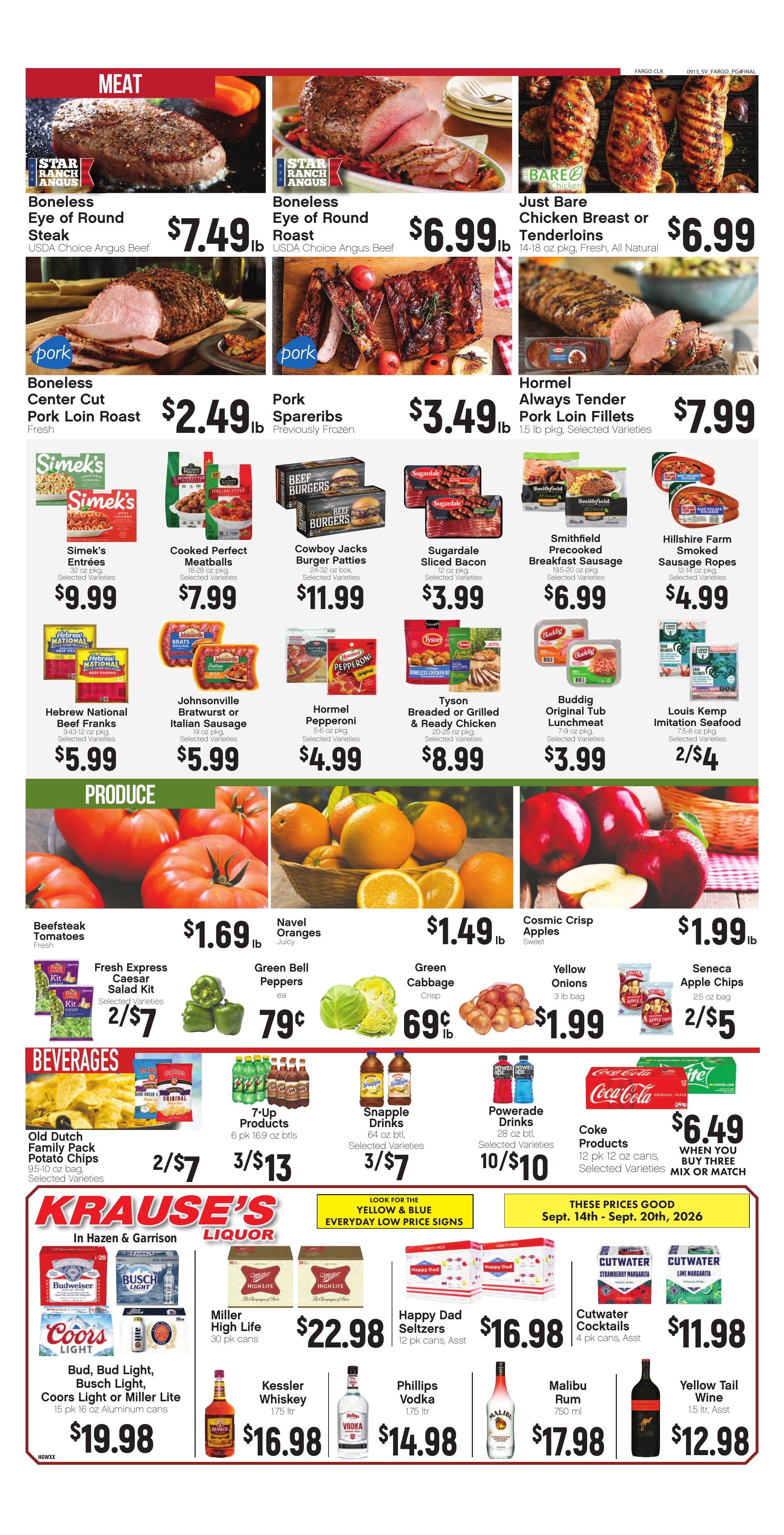 Krause's SuperValu Weekly Ad September 14 - 20, 2026