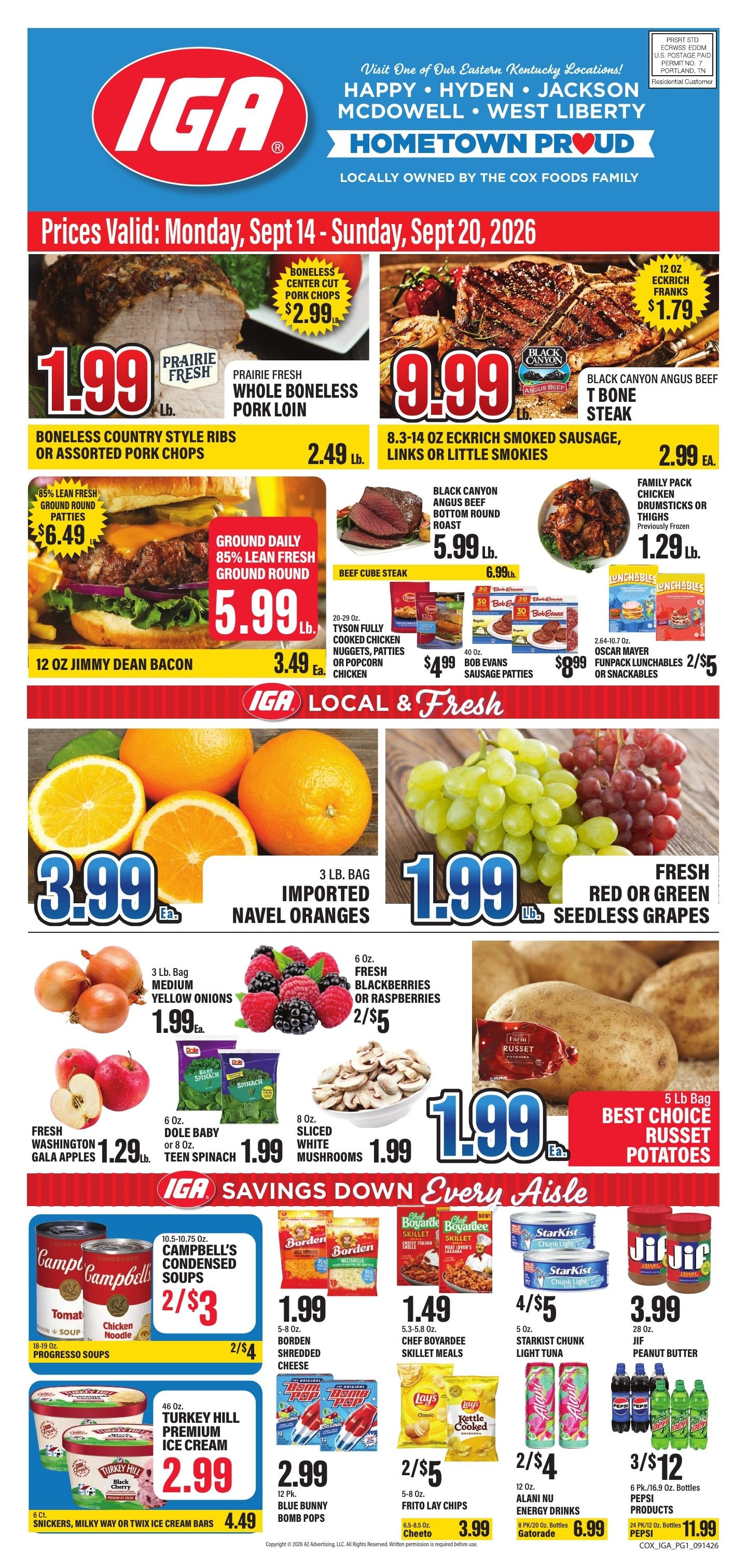 Cox Foods IGA Weekly Ad September 14 - 20, 2026