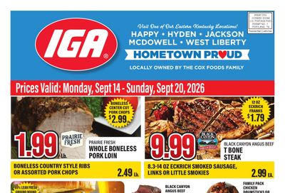 Cox Foods IGA Weekly Ad September 14 - 20, 2026