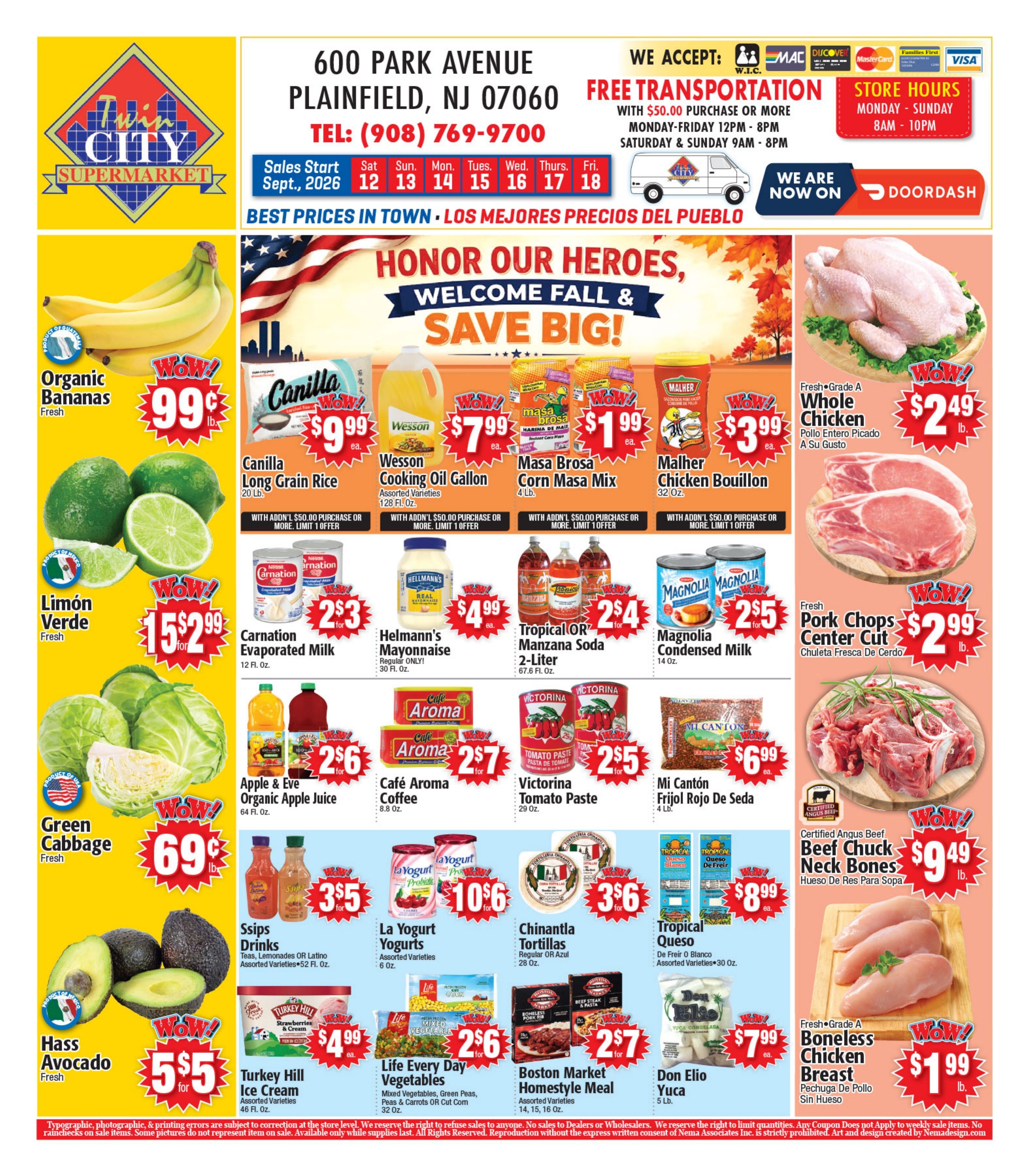 Twin City Supermarket (600 Park Avenue, Plainfield, NJ) Weekly Ad September 7 - 13, 2026