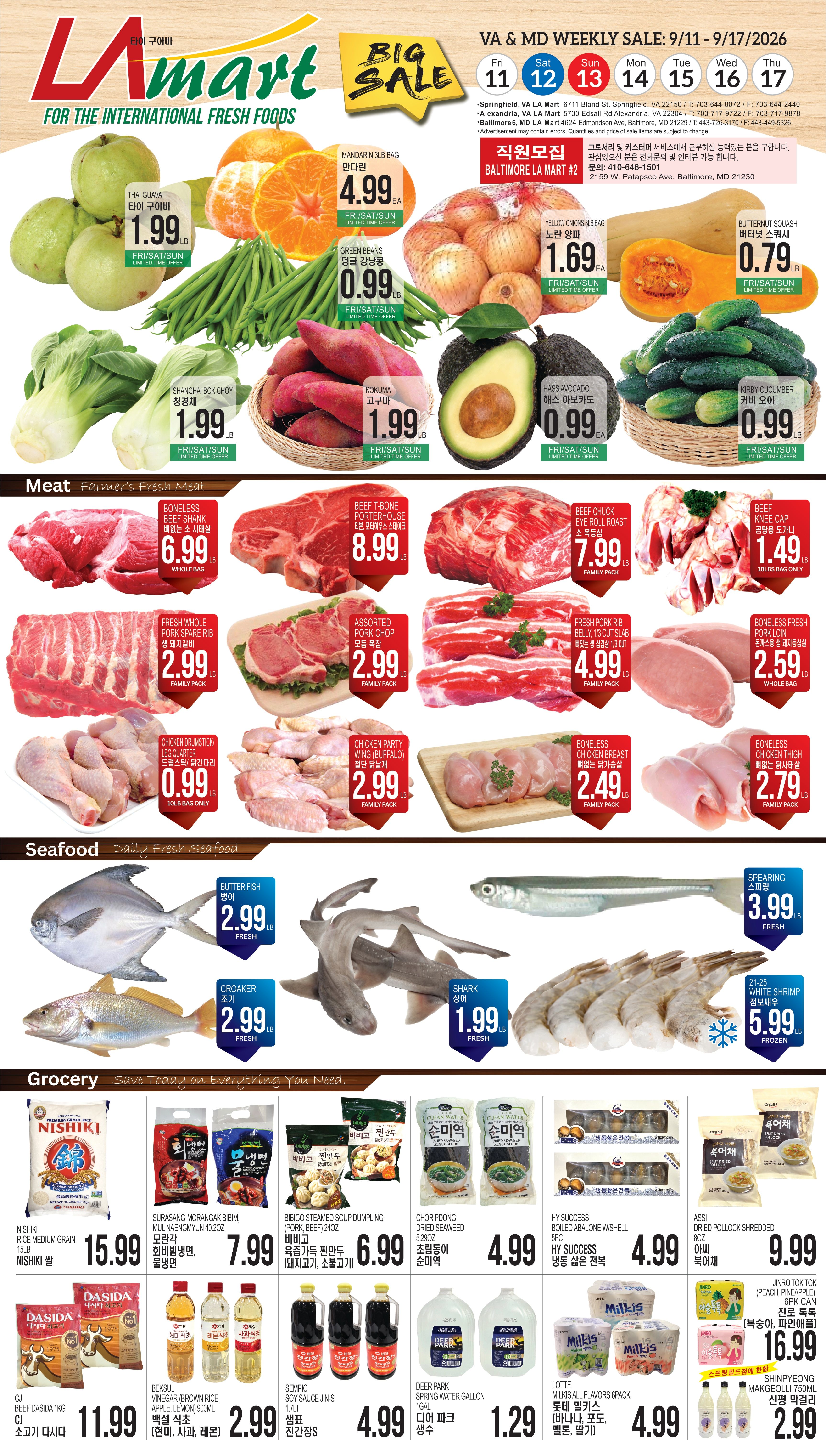 LA Mart Korean Weekly Ad September 11 - 17, 2026