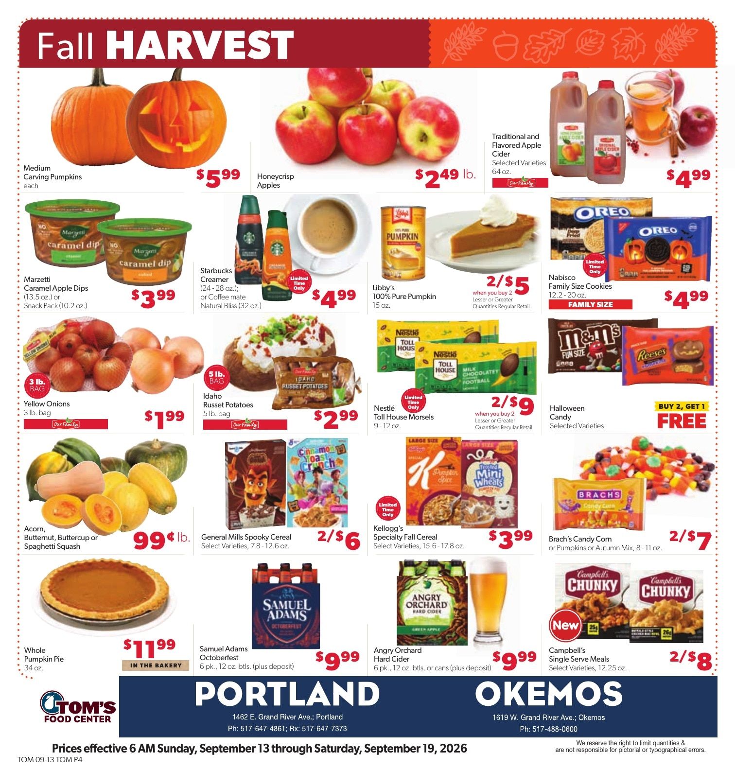 Tom's Food Center (Portland, MI) Weekly Ad September 13 - 19, 2026