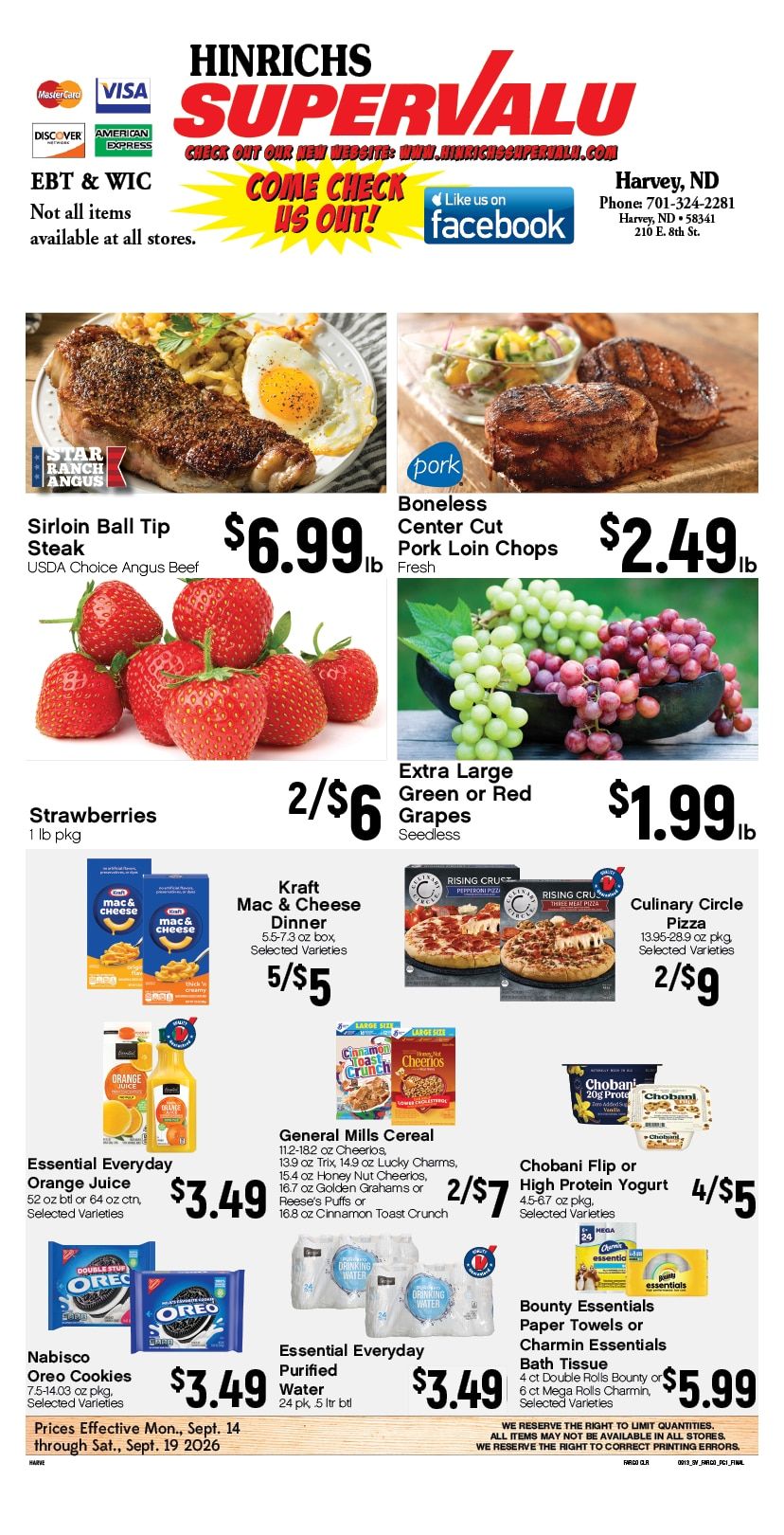 Hinrichs SuperValu Weekly Ad September 14 - 20, 2026