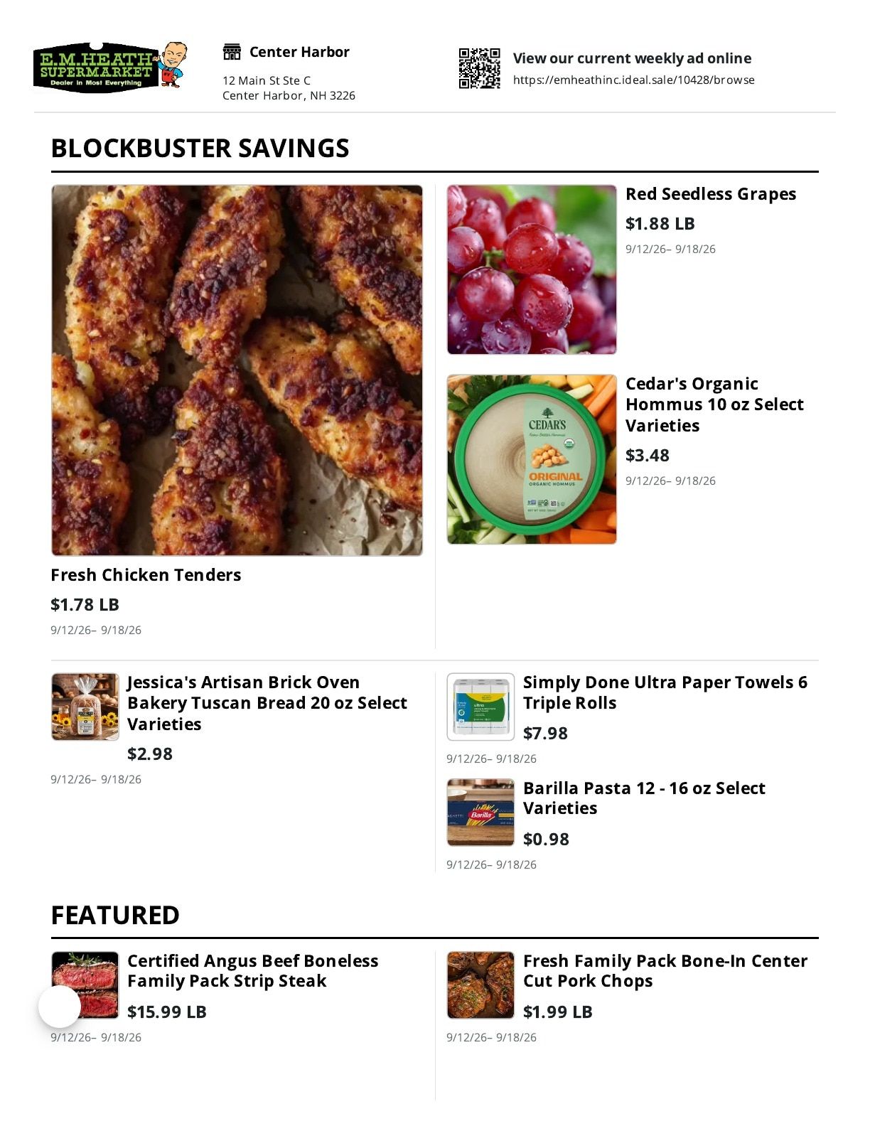 E.M. Heath Supermarket Weekly Ad September 12 - 18, 2026