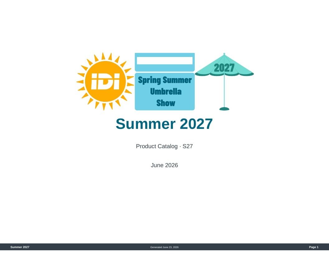 Imperial Distributors Spring Summer Umbrella Show Catalog Weekly Ad August 1, 2026 - December 31, 2027
