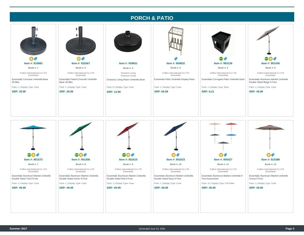 Imperial Distributors Spring Summer Umbrella Show Catalog Weekly Ad August 1, 2026 - December 31, 2027