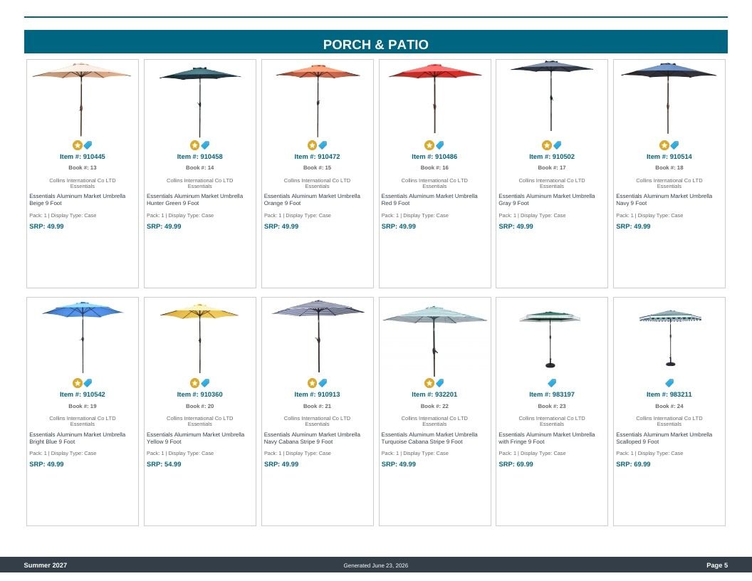 Imperial Distributors Spring Summer Umbrella Show Catalog Weekly Ad August 1, 2026 - December 31, 2027