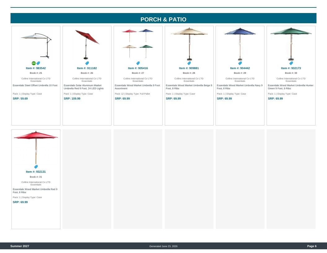 Imperial Distributors Spring Summer Umbrella Show Catalog Weekly Ad August 1, 2026 - December 31, 2027