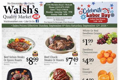 Walsh's Quality Market IGA Weekly Ad September 13 - 19, 2026
