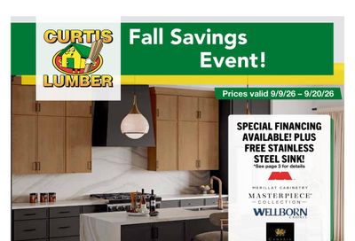 Curtis Lumber Sales Weekly Ad September 9 - 20, 2026