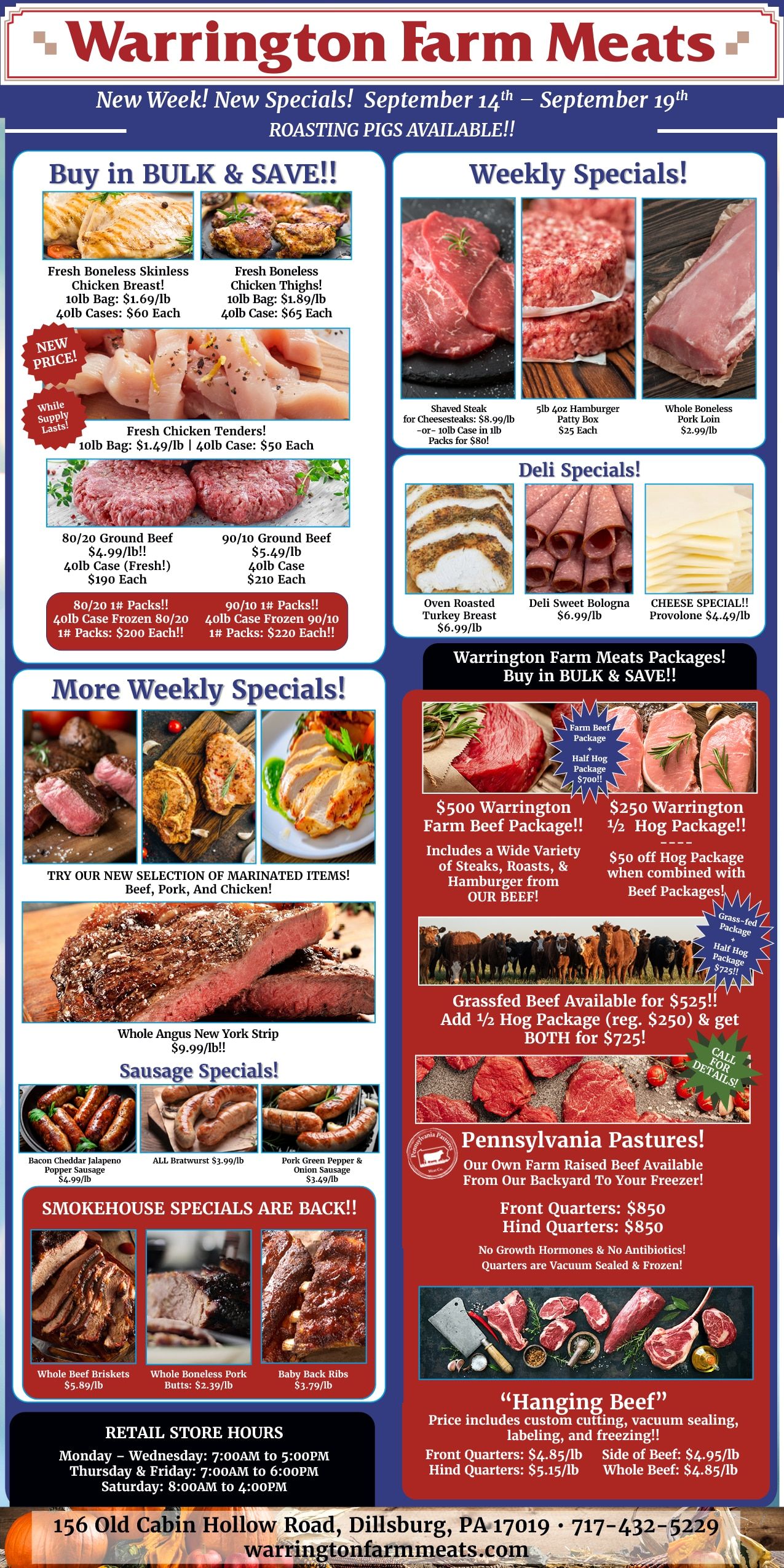 Warrington Farm Meats Weekly Specials Weekly Ad September 14 - 19, 2026