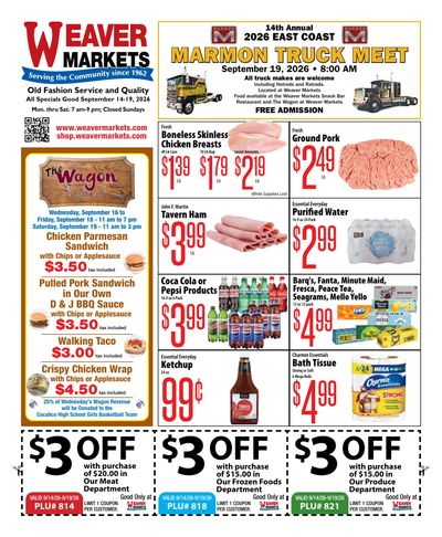Weaver Markets Weekly Ad September 14 - 19, 2026