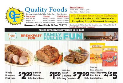 Quality Foods - Buskirk Breakfast For Family Fueled Fun Weekly Ad September 13 - 19, 2026