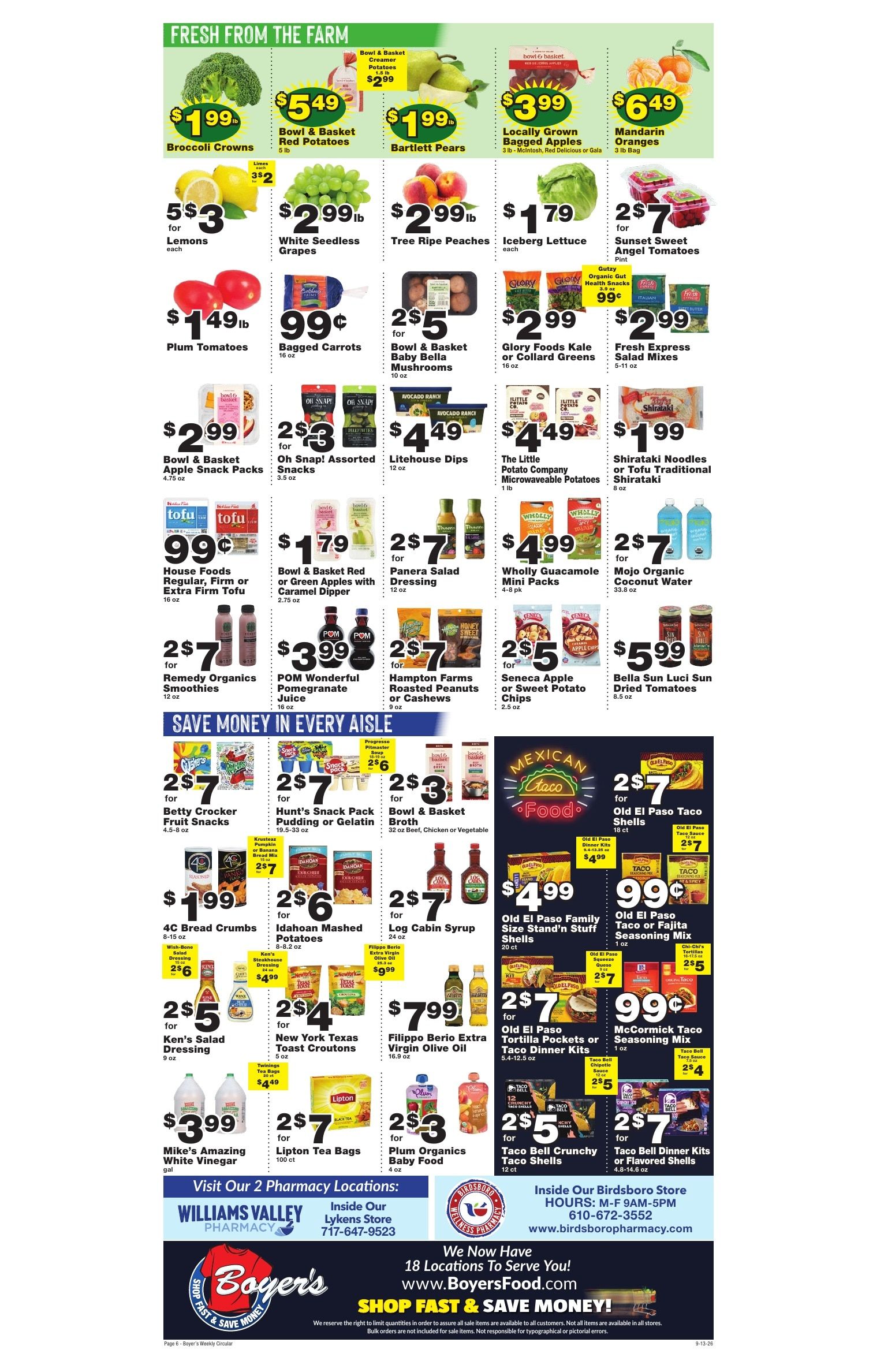 Boyer's Food Markets Weekly Ad September 13 - 19, 2026