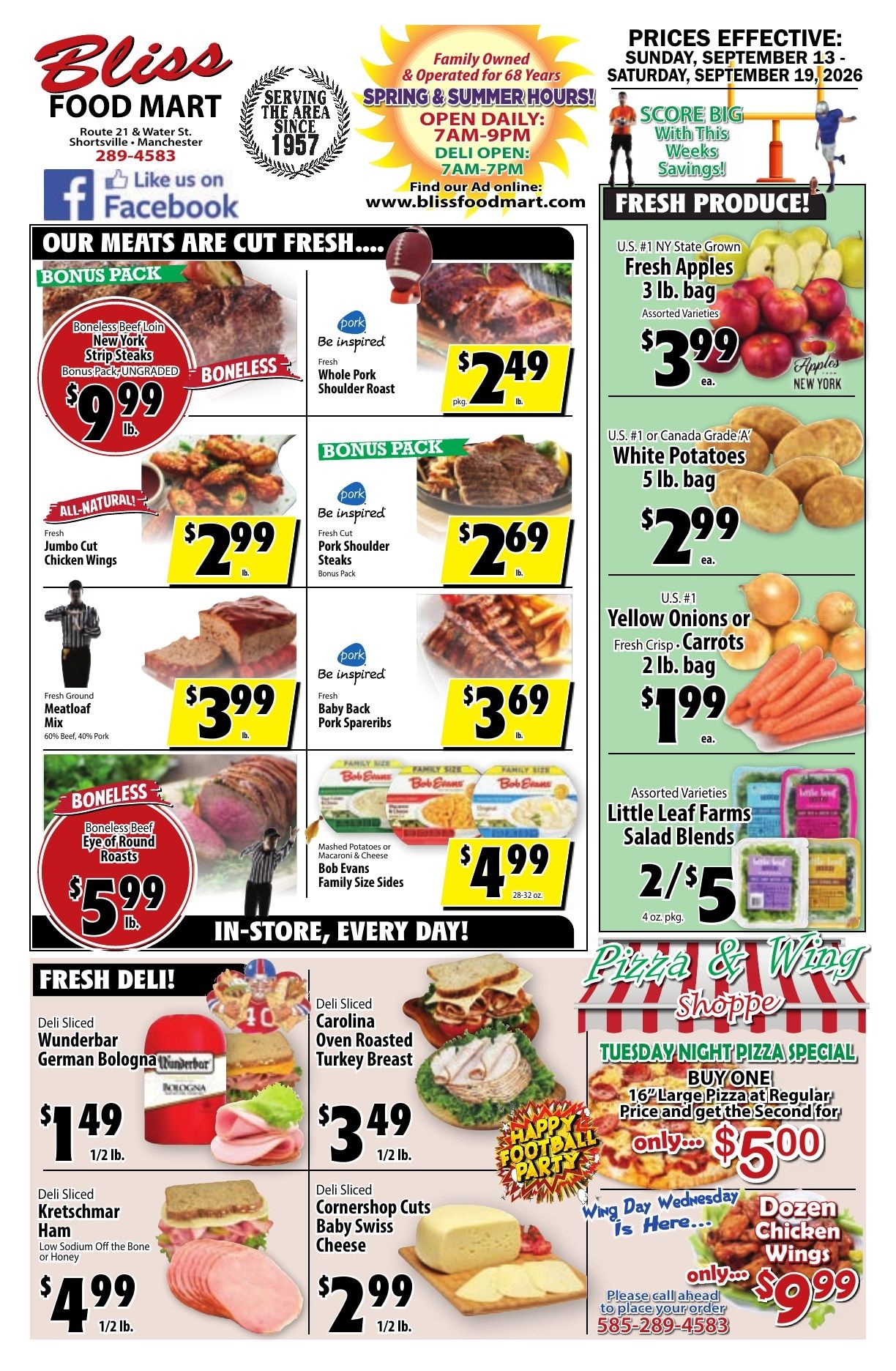 Bliss Shur Fine Food Mart Weekly Ad September 13 - 19, 2026