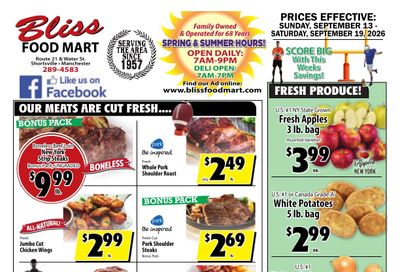 Bliss Shur Fine Food Mart Weekly Ad September 13 - 19, 2026