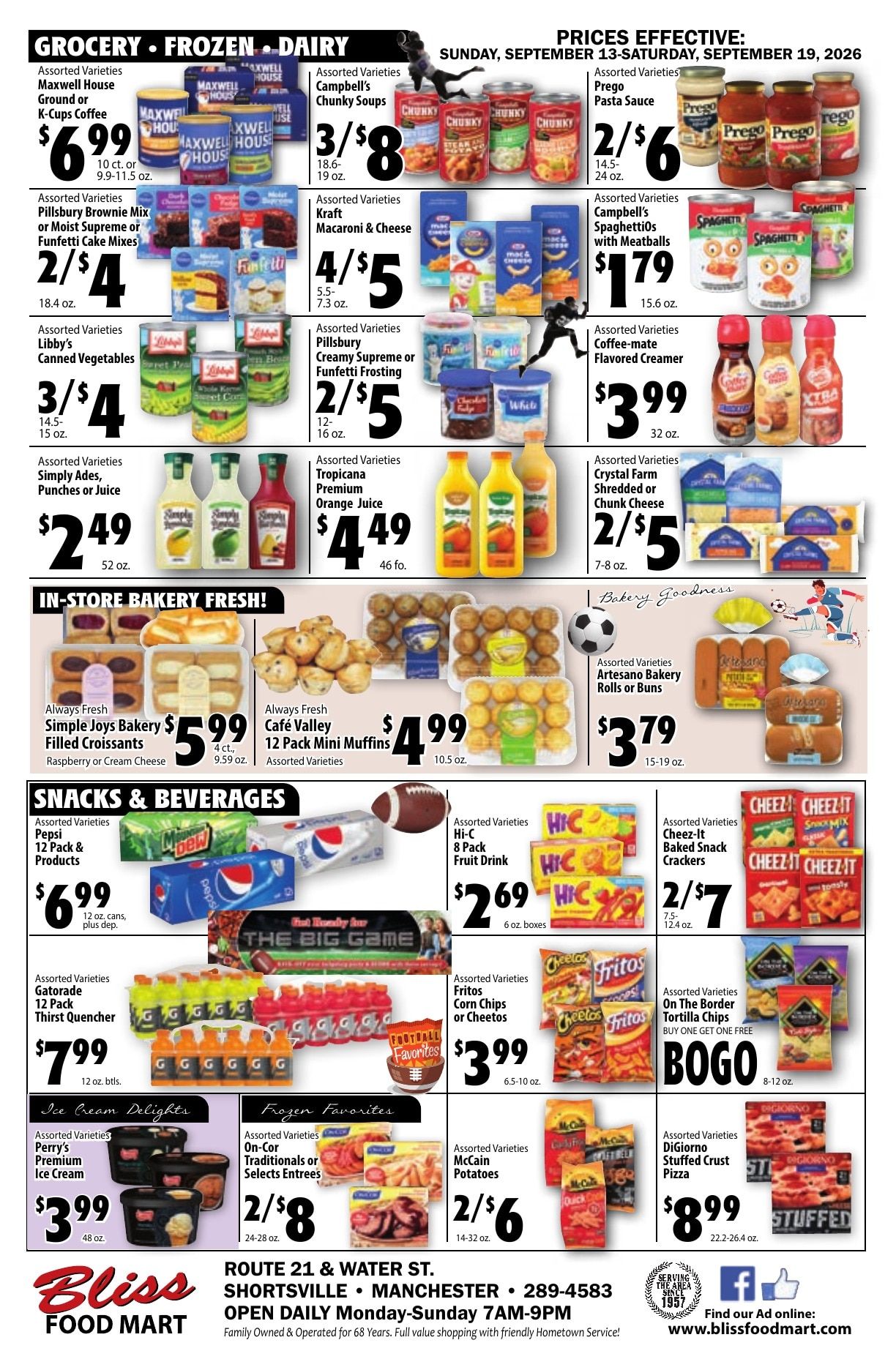 Bliss Shur Fine Food Mart Weekly Ad September 13 - 19, 2026