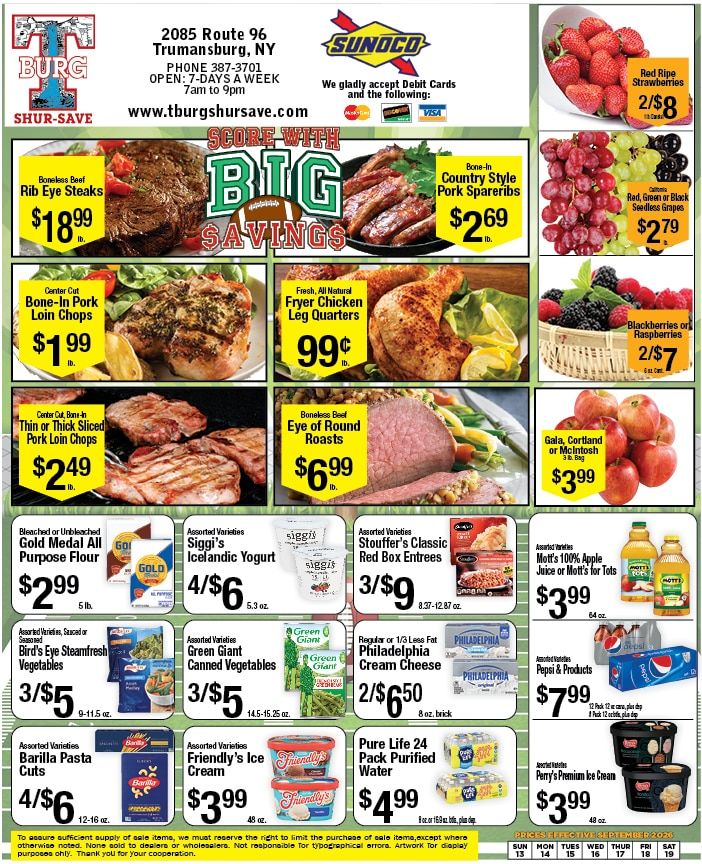 T-Burg Shur Save Weekly Ad September 13 - 19, 2026