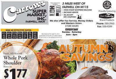 Carrow's Supermarket Weekly Ad September 13 - 19, 2026