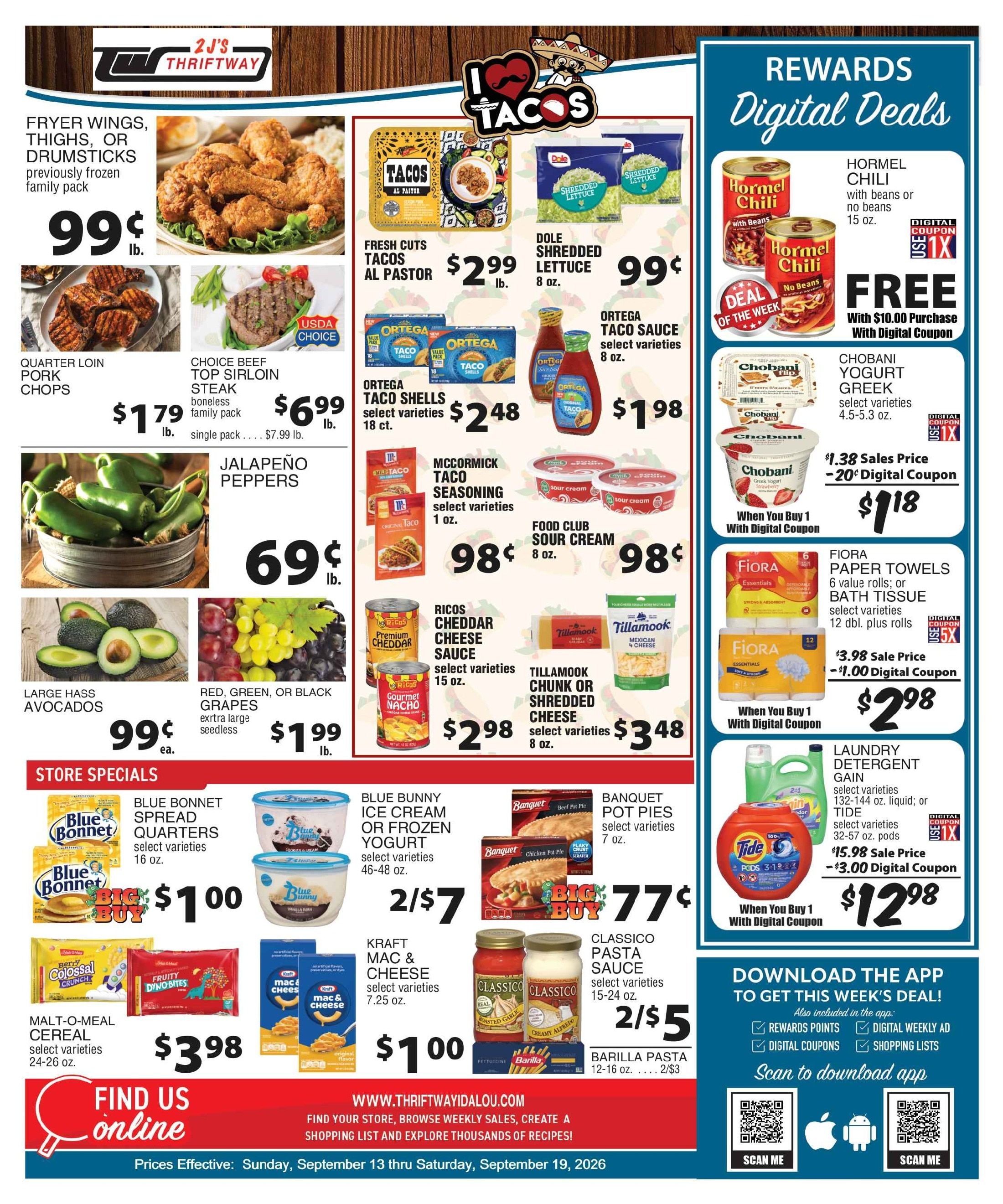 2 J's Thriftway Weekly Ad September 13 - 19, 2026