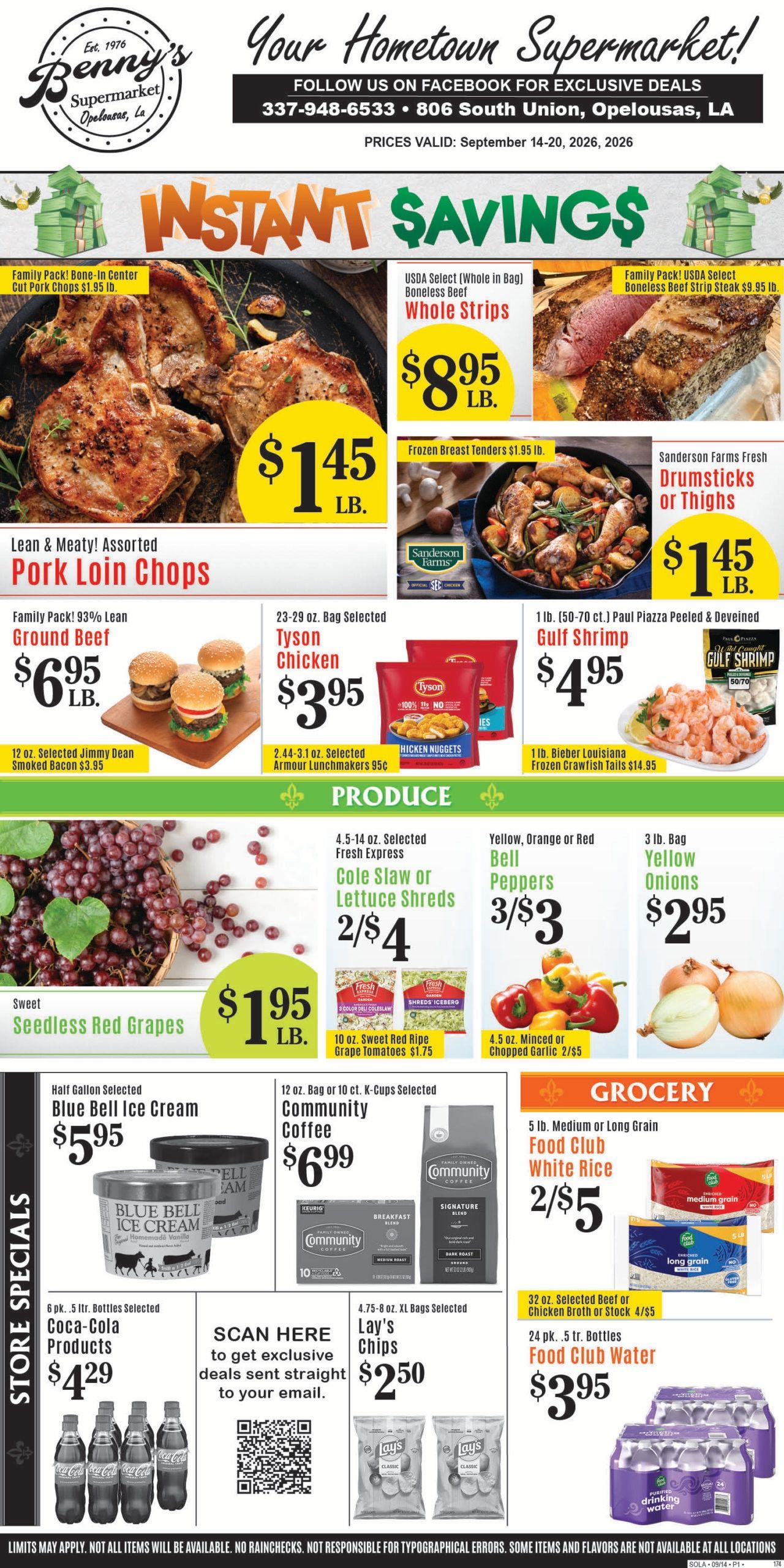 Benny's Supermarket Weekly Ad September 14 - 20, 2026