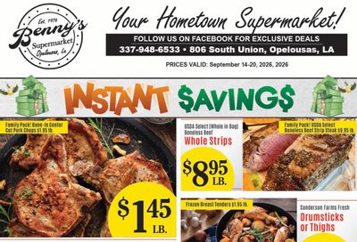 Benny's Supermarket Weekly Ad September 14 - 20, 2026