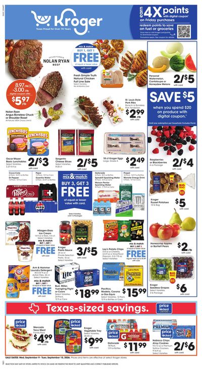Kroger (Plano Area, TX) Weekly Ad September 9 - 15, 2026