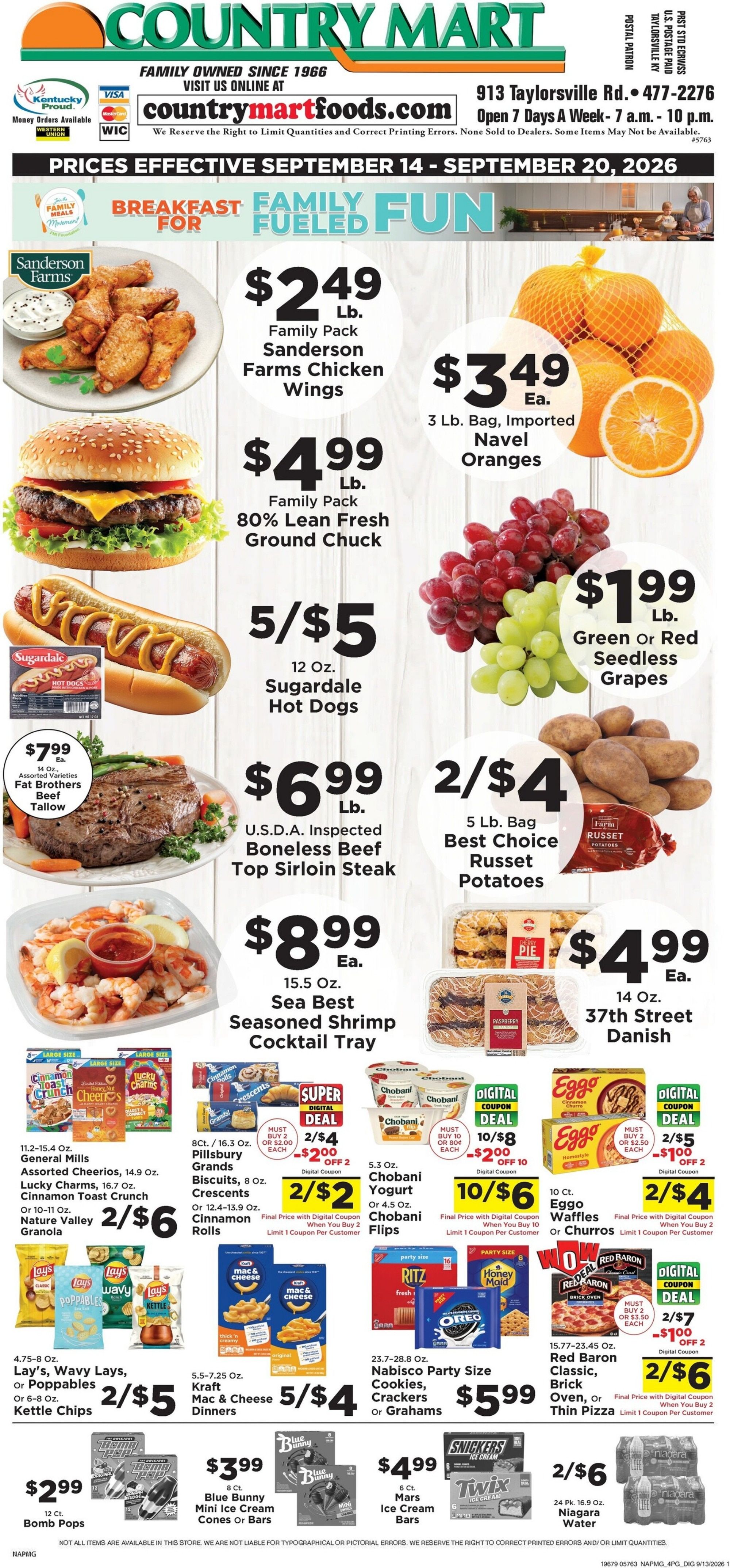Taylorsville Country Mart Weekly Ad September 14 - 20, 2026