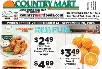 Taylorsville Country Mart Weekly Ad September 14 - 20, 2026