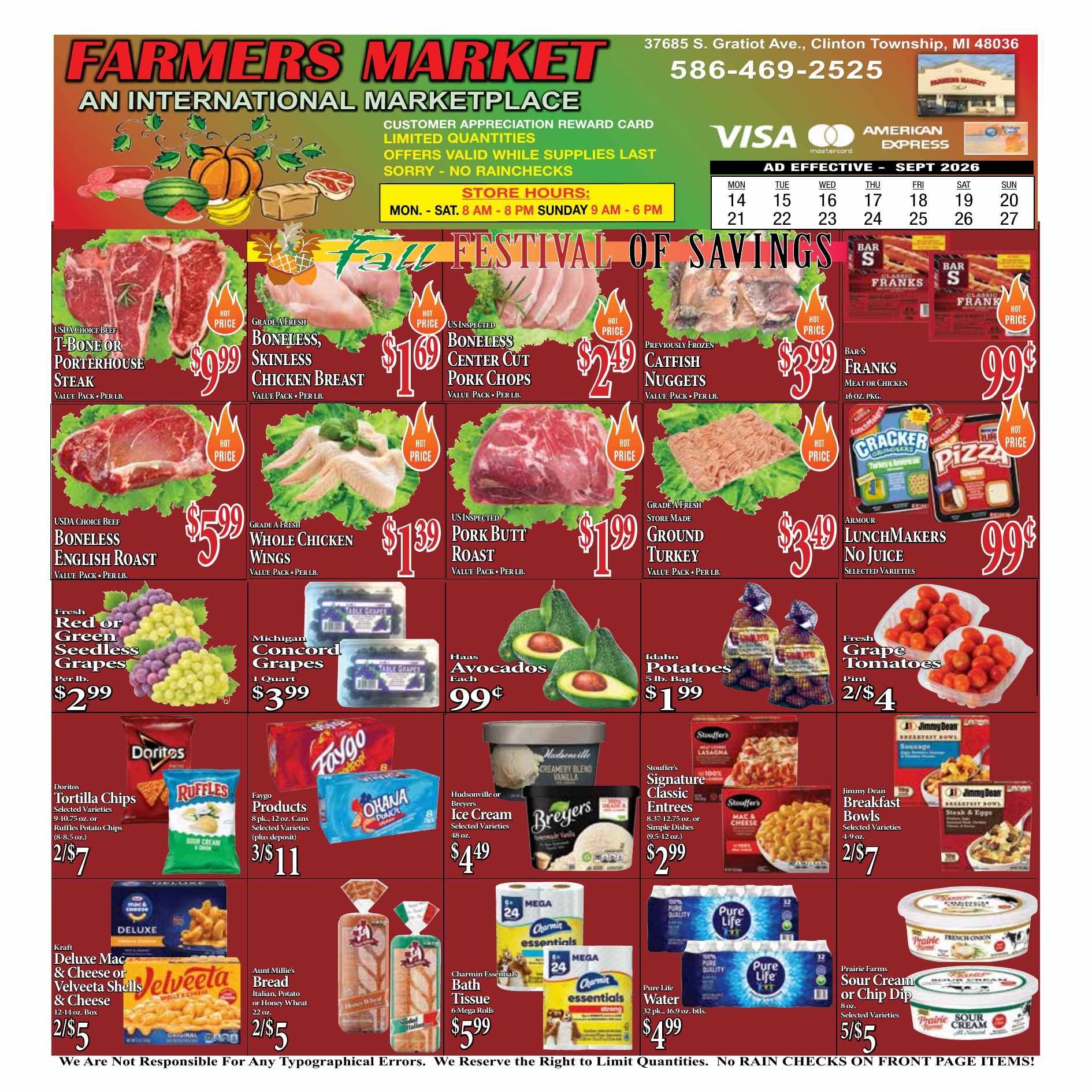 Farmers Market (37865 South Gratiot Avenue, Clinton Township, MI) Weekly Ad September 15 - 28, 2026