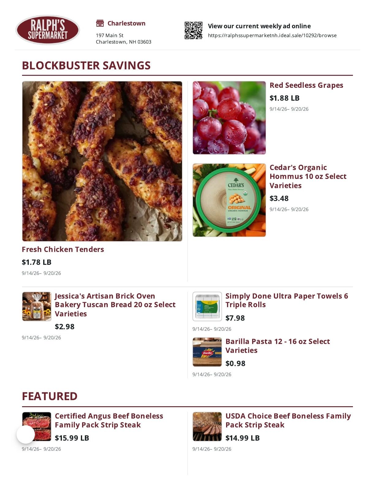 Ralph's Supermarket Weekly Ad September 14 - 20, 2026