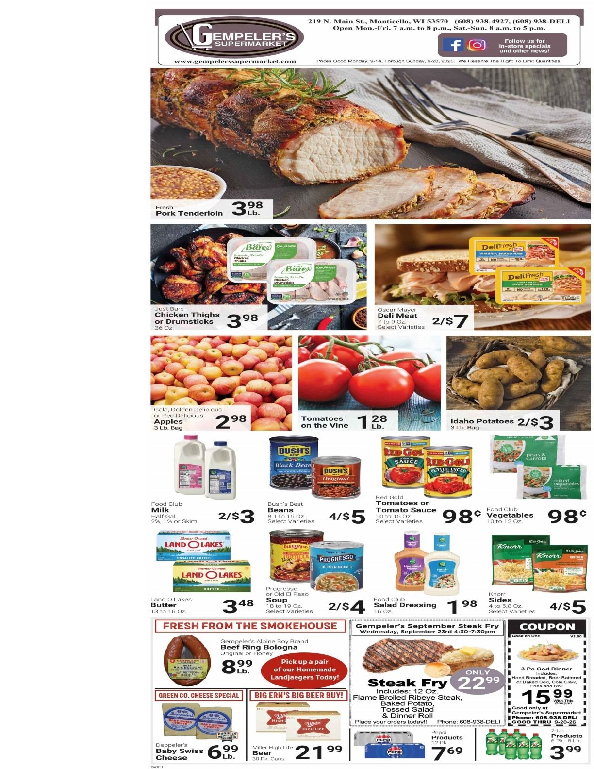 Gempeler's Supermarket Weekly Ad September 14 - 20, 2026
