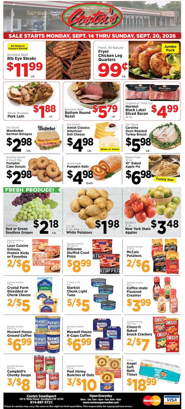 Costa's Supermarket Weekly Ad September 14 - 20, 2026