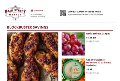 Main Street Market Weekly Ad September 14 - 20, 2026