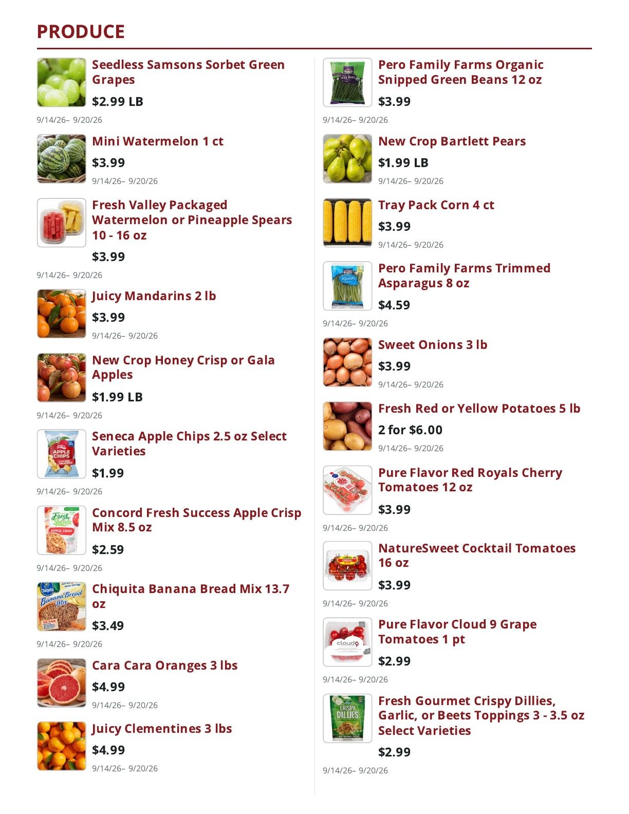Main Street Market Weekly Ad September 14 - 20, 2026