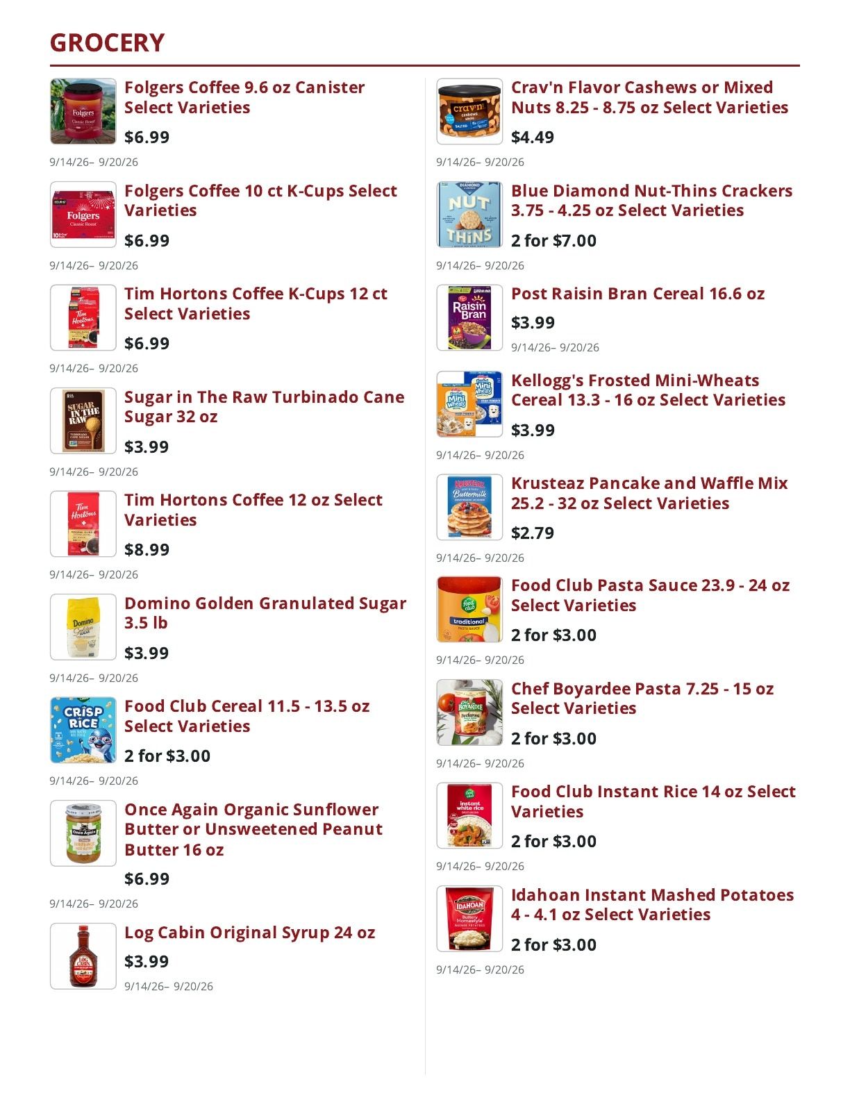 Main Street Market Weekly Ad September 14 - 20, 2026