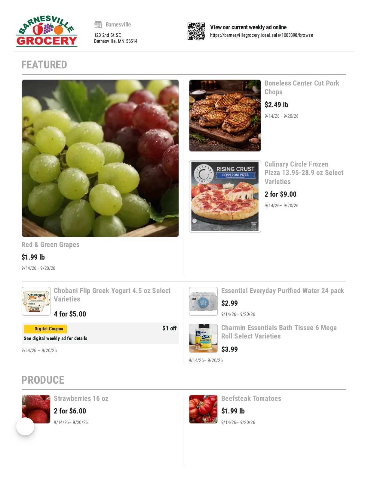 Barnesville Grocery Weekly Ad September 14 - 20, 2026